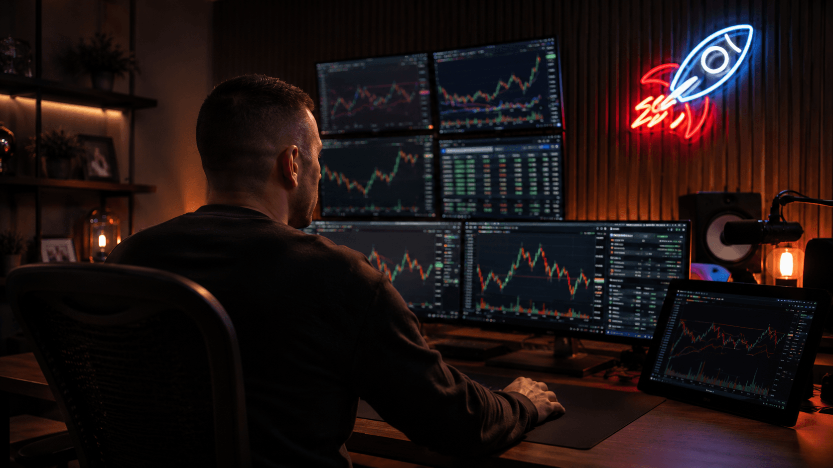 Matt trading desk with live charts